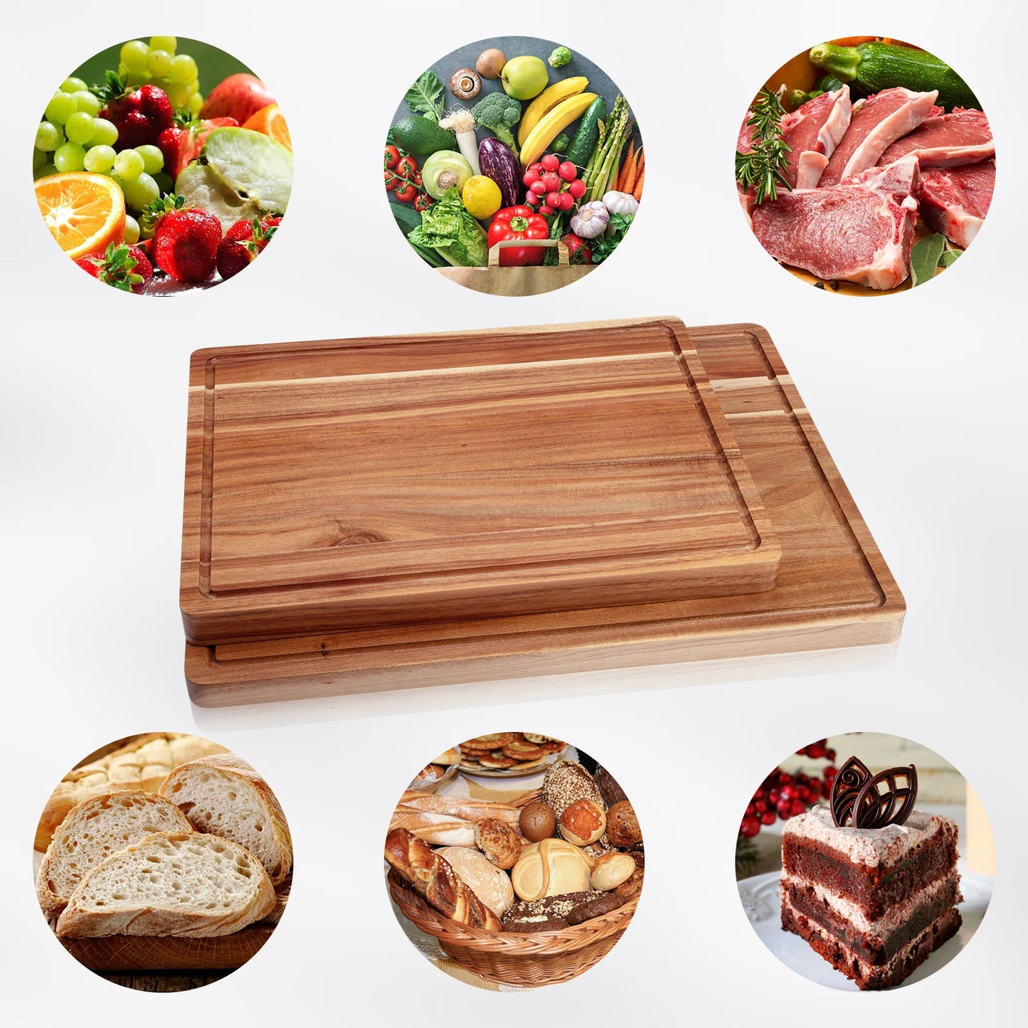 TWISTER.CK Acacia Wood Cutting Board With Side Handles For Meat
