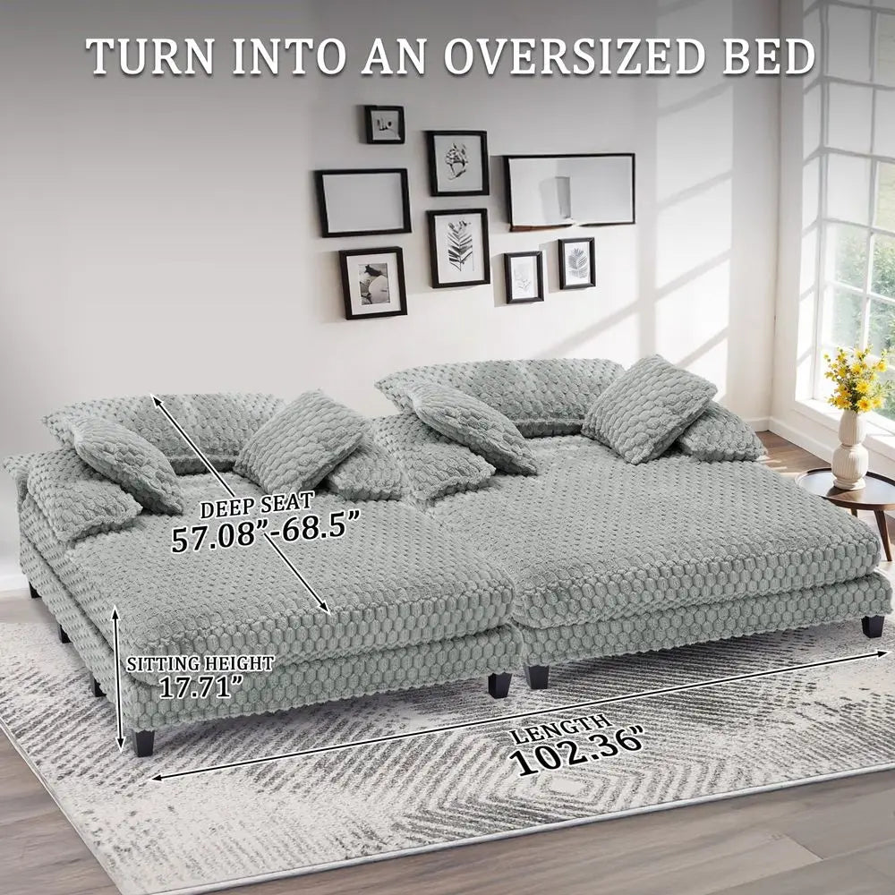 Fur Chaise Lounge Indoor With Adjustable Backrest And Lumbar Pillows