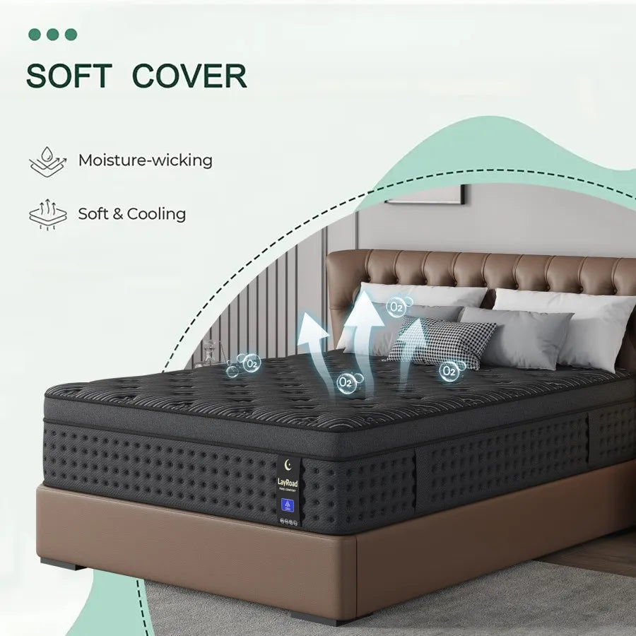 Layroad Memory Foam Hybrid Mattress With Pocket Springs Medium Firm