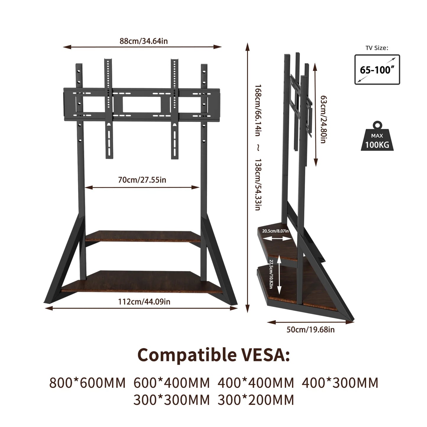 Unho Height Adjustable Floor TV Stand For Large Televisions