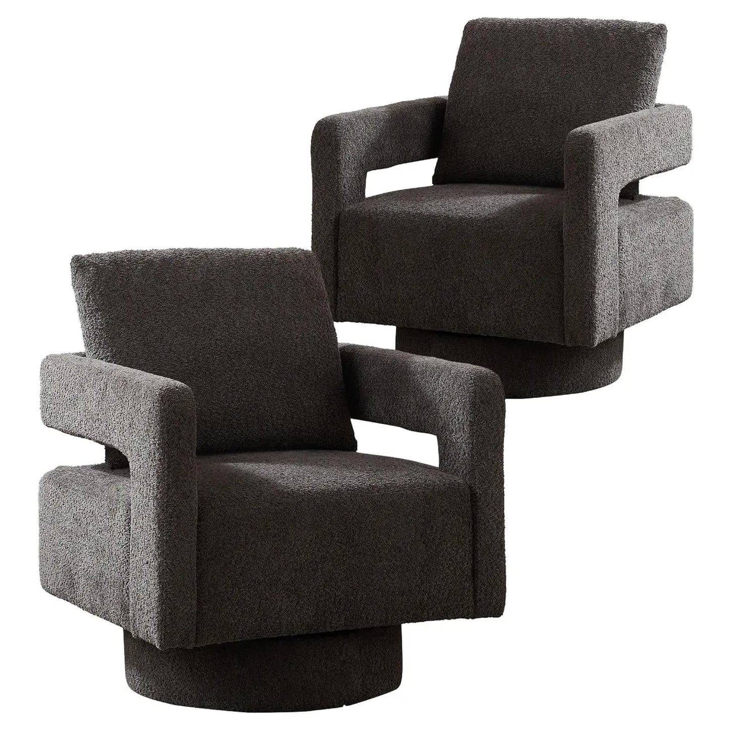 Upholstered Swivel Accent Chair Set of 2 Linen Barrel Chairs
