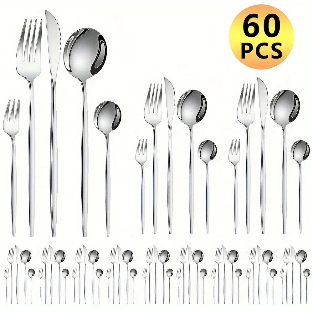 Dinnerware Luxe Golden Stainless Cutlery Set 60-Piece Gift Box