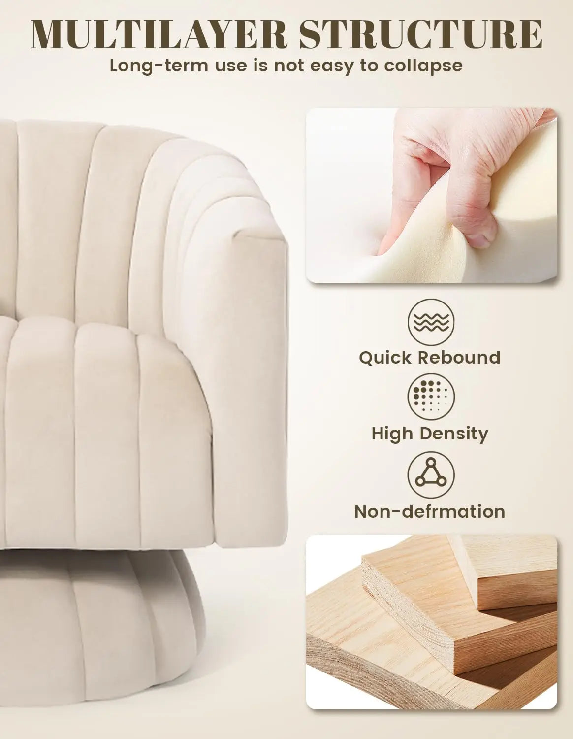 Velvet Tufted 360 Degree Swivel Accent Chairs Set of 2