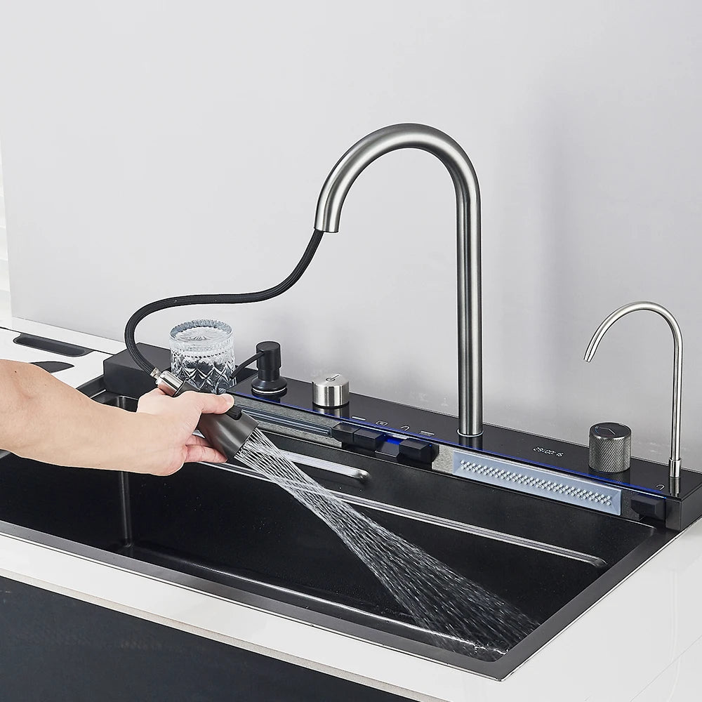 MYQualife Smart Digital Display Integrated Kitchen Sink With Water Purifier