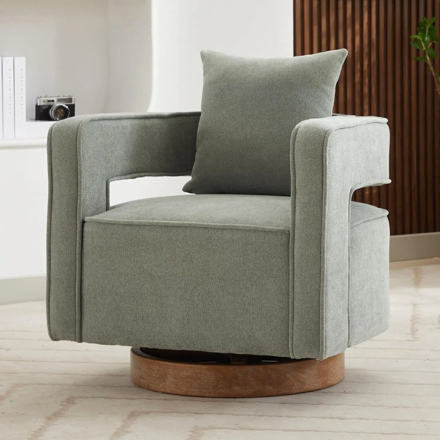 Upholstered Swivel Accent Chair Set of 2 Linen Barrel Chairs