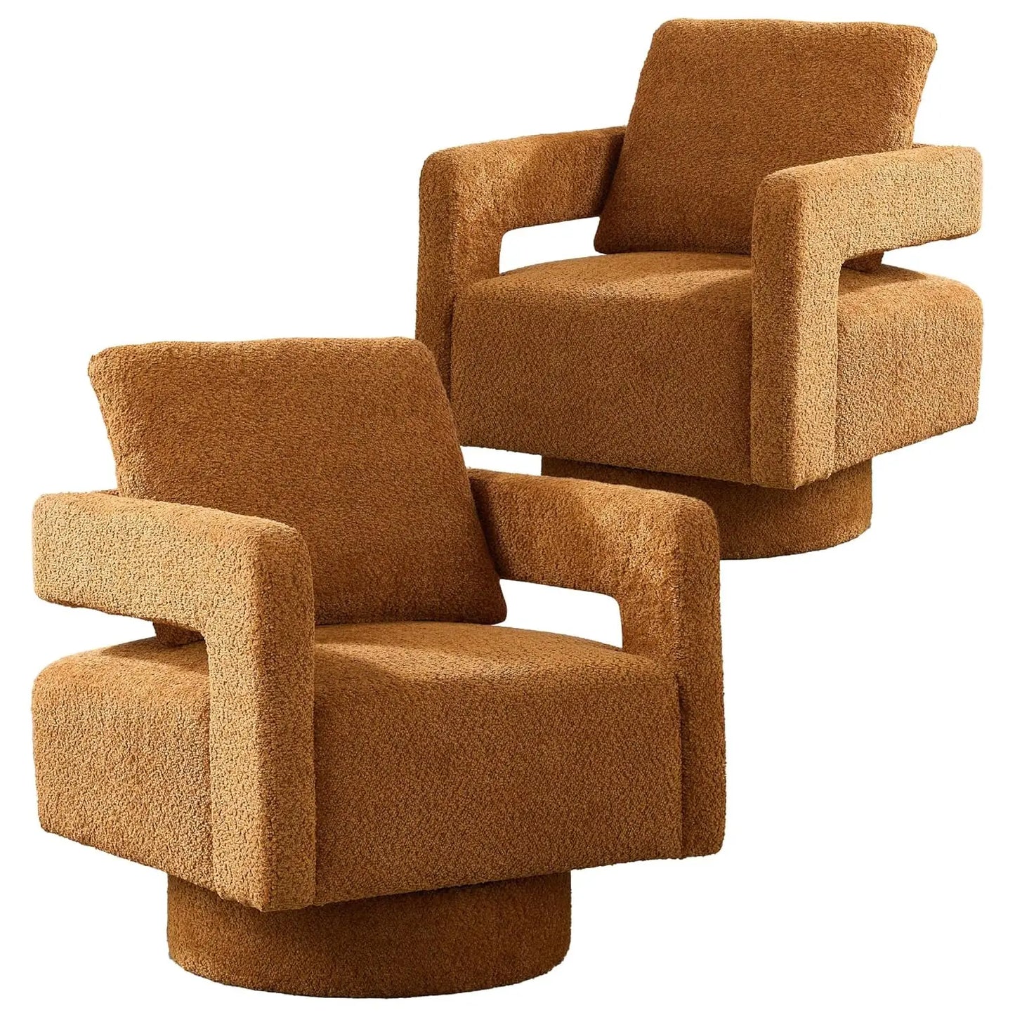 Upholstered Swivel Accent Chair Set of 2 Linen Barrel Chairs