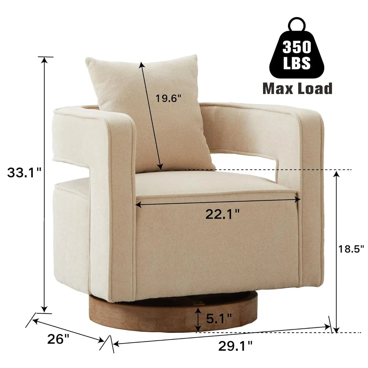 Upholstered Swivel Accent Chair Set of 2 Linen Barrel Chairs