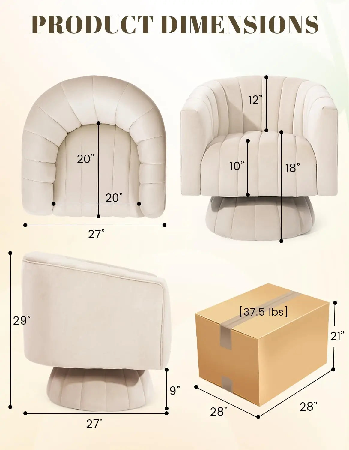 Velvet Tufted 360 Degree Swivel Accent Chairs Set of 2