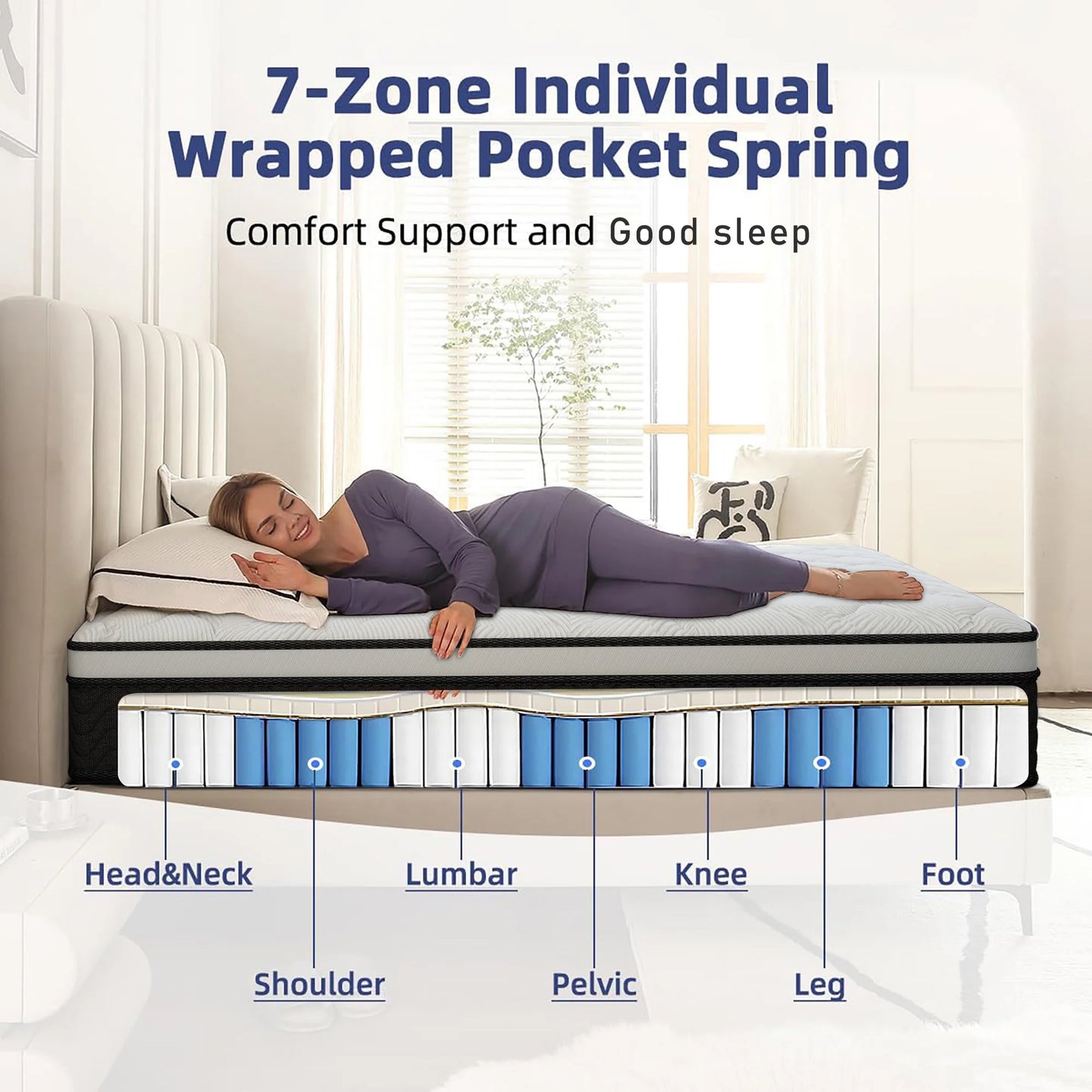 Layroad Memory Foam Mattress With Edge Support Medium Firmness