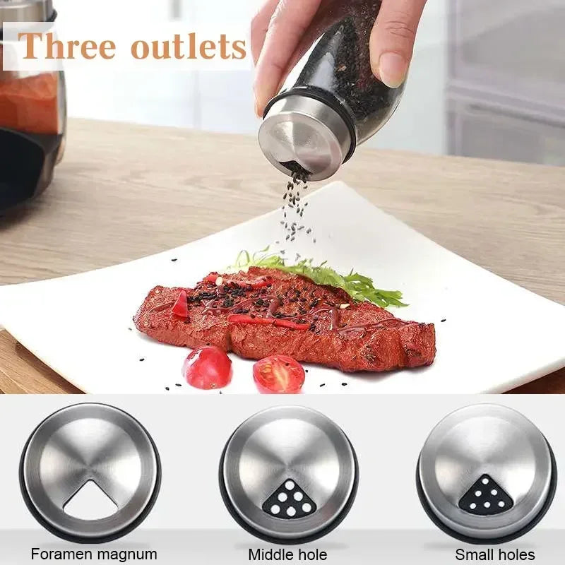 Glass Spice Jar Set Rack For Seasoning Salt Sugar Pepper