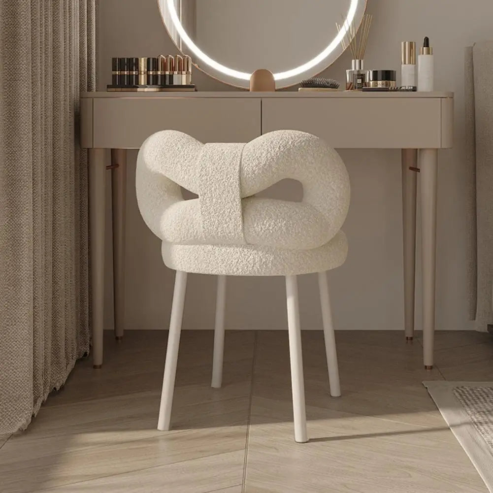 Vanity Stool Bowknot Backrest Armless Dressing Table Chair