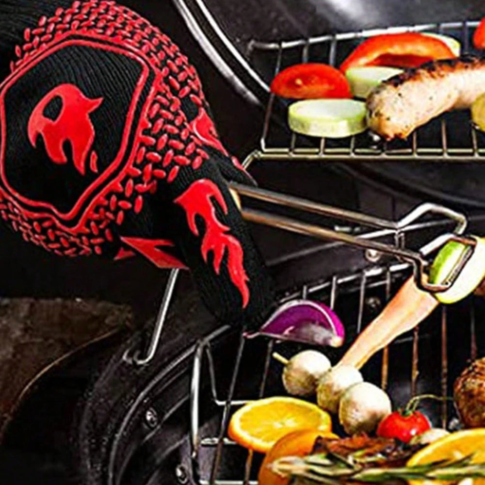 Heat Resistant BBQ Gloves 500 Celsius Anti Scald Oven Mitts