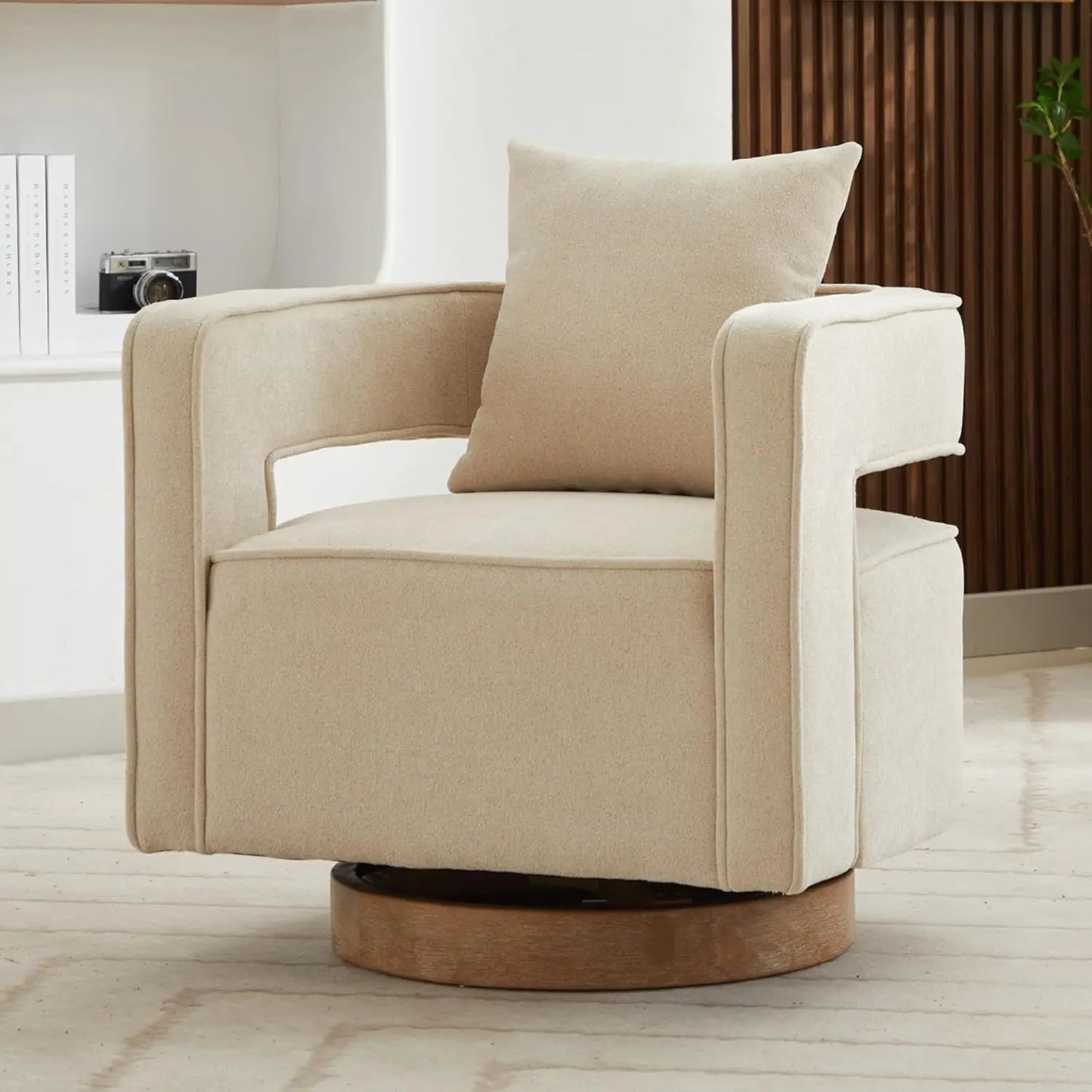 Upholstered Swivel Accent Chair Set of 2 Linen Barrel Chairs