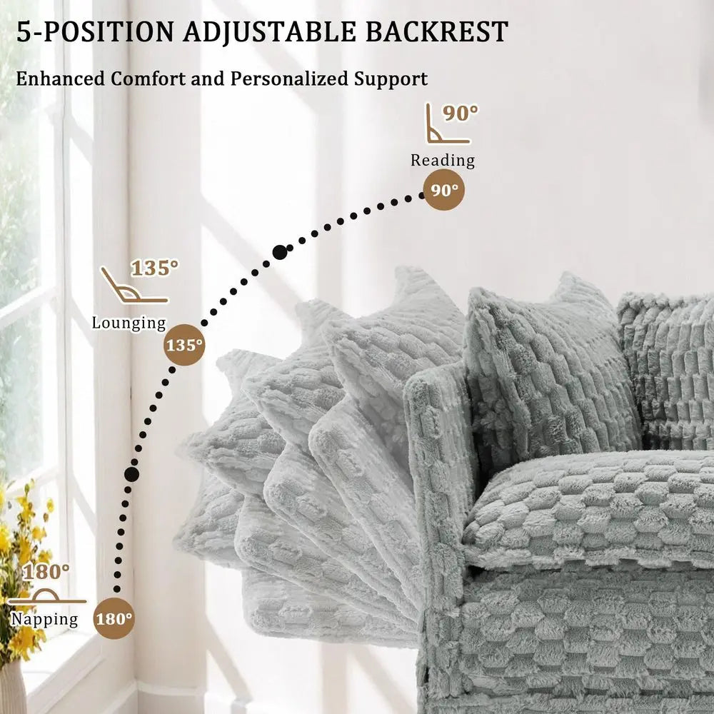 Fur Chaise Lounge Indoor With Adjustable Backrest And Lumbar Pillows