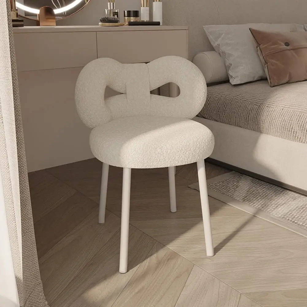 Vanity Stool Bowknot Backrest Armless Dressing Table Chair