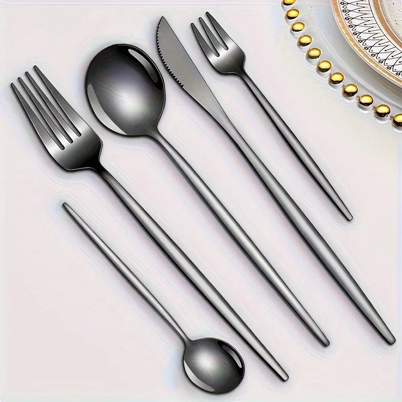 Dinnerware Luxe Golden Stainless Cutlery Set 60-Piece Gift Box