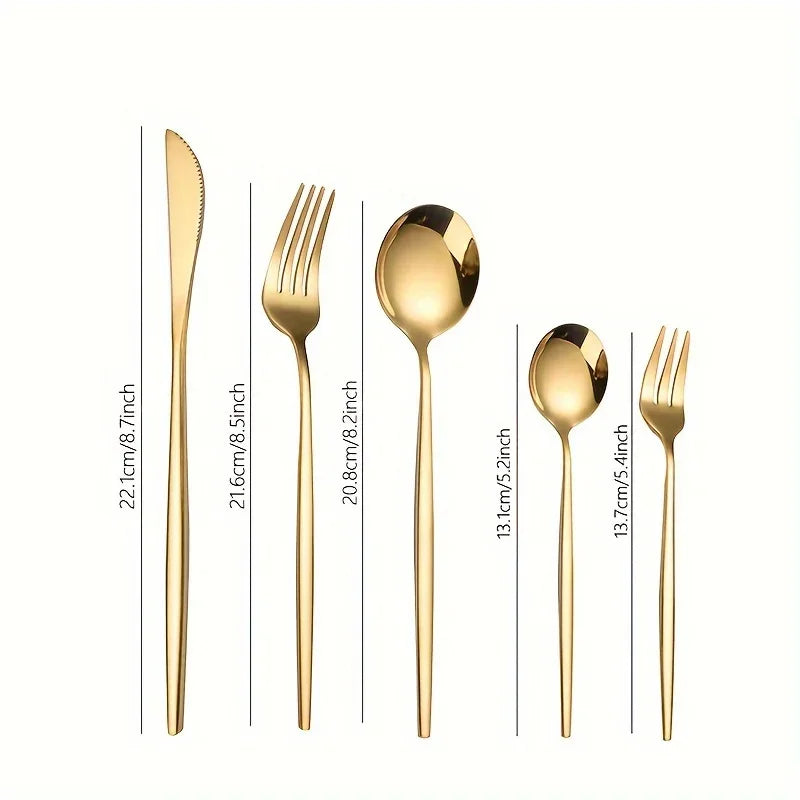 Dinnerware Luxe Golden Stainless Cutlery Set 60-Piece Gift Box