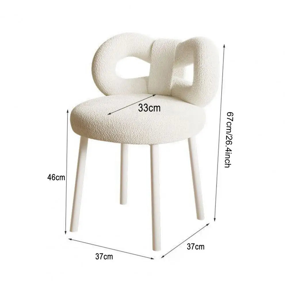 Vanity Stool Bowknot Backrest Armless Dressing Table Chair