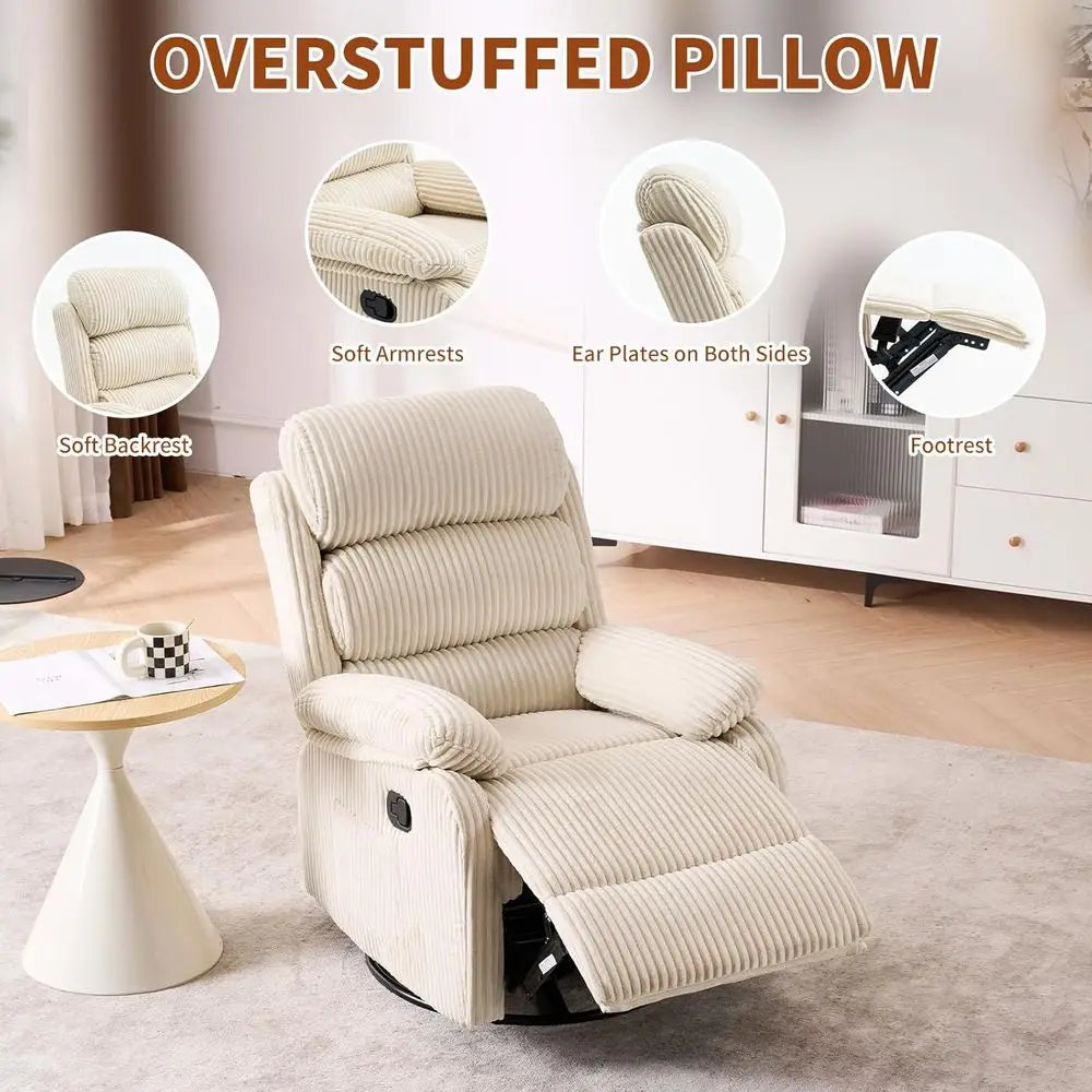 360 Degree Swivel Rocking Recliner With Side Pocket