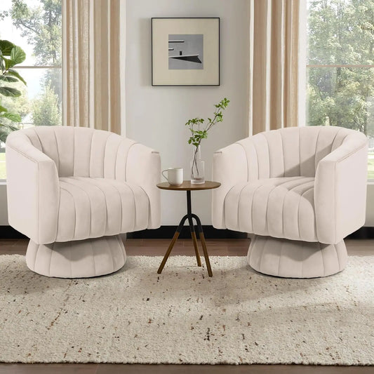 Velvet Tufted 360 Degree Swivel Accent Chairs Set of 2