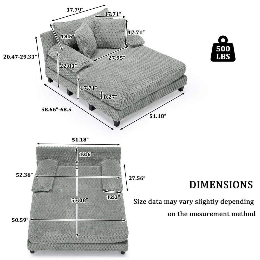Fur Chaise Lounge Indoor With Adjustable Backrest And Lumbar Pillows