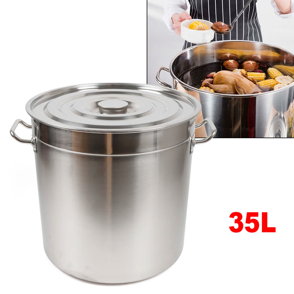 Stainless Steel 35L Soup Stock Pot With Lid For Home