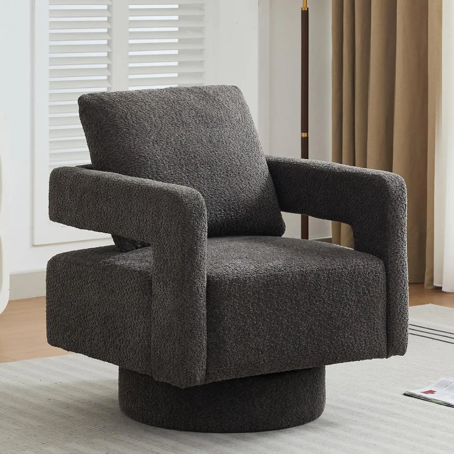 Upholstered Swivel Accent Chair Set of 2 Linen Barrel Chairs