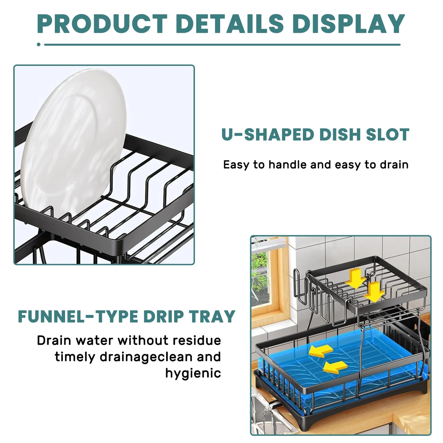 Large Two-Tier Dish Drying Rack for Kitchen Countertop