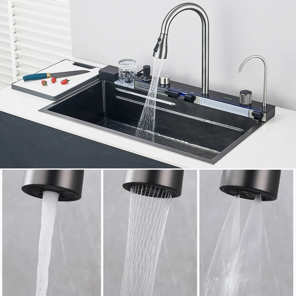MYQualife Smart Digital Display Integrated Kitchen Sink With Water Purifier