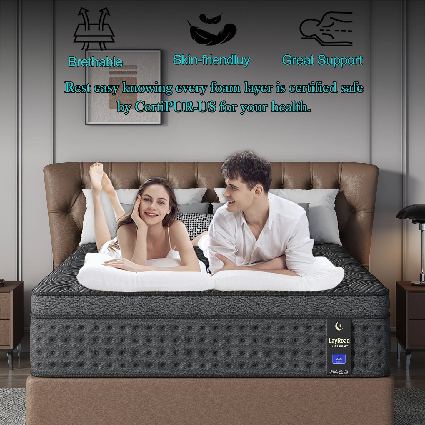 Layroad Memory Foam Hybrid Mattress With Pocket Springs Medium Firm