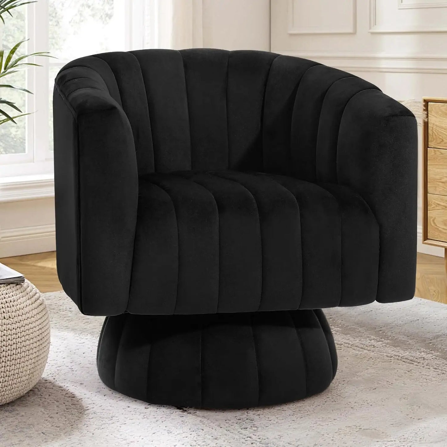 Velvet Tufted 360 Degree Swivel Accent Chairs Set of 2