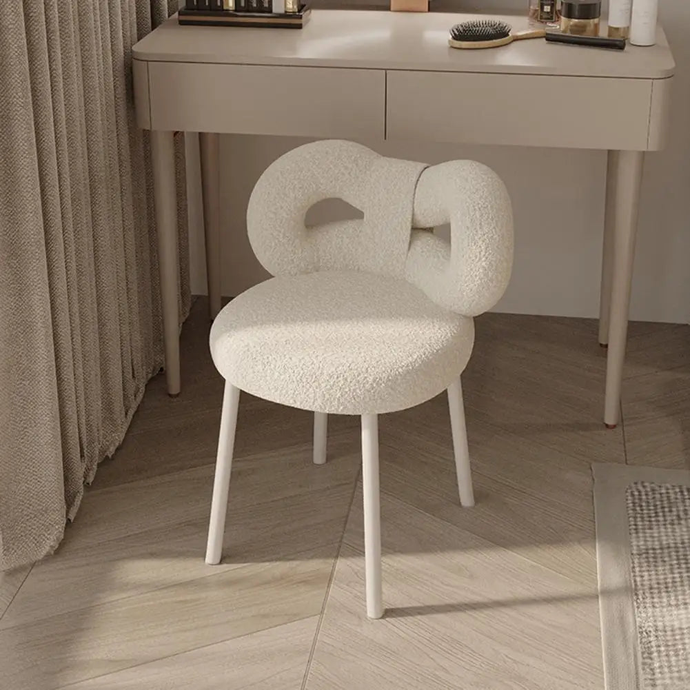 Vanity Stool Bowknot Backrest Armless Dressing Table Chair