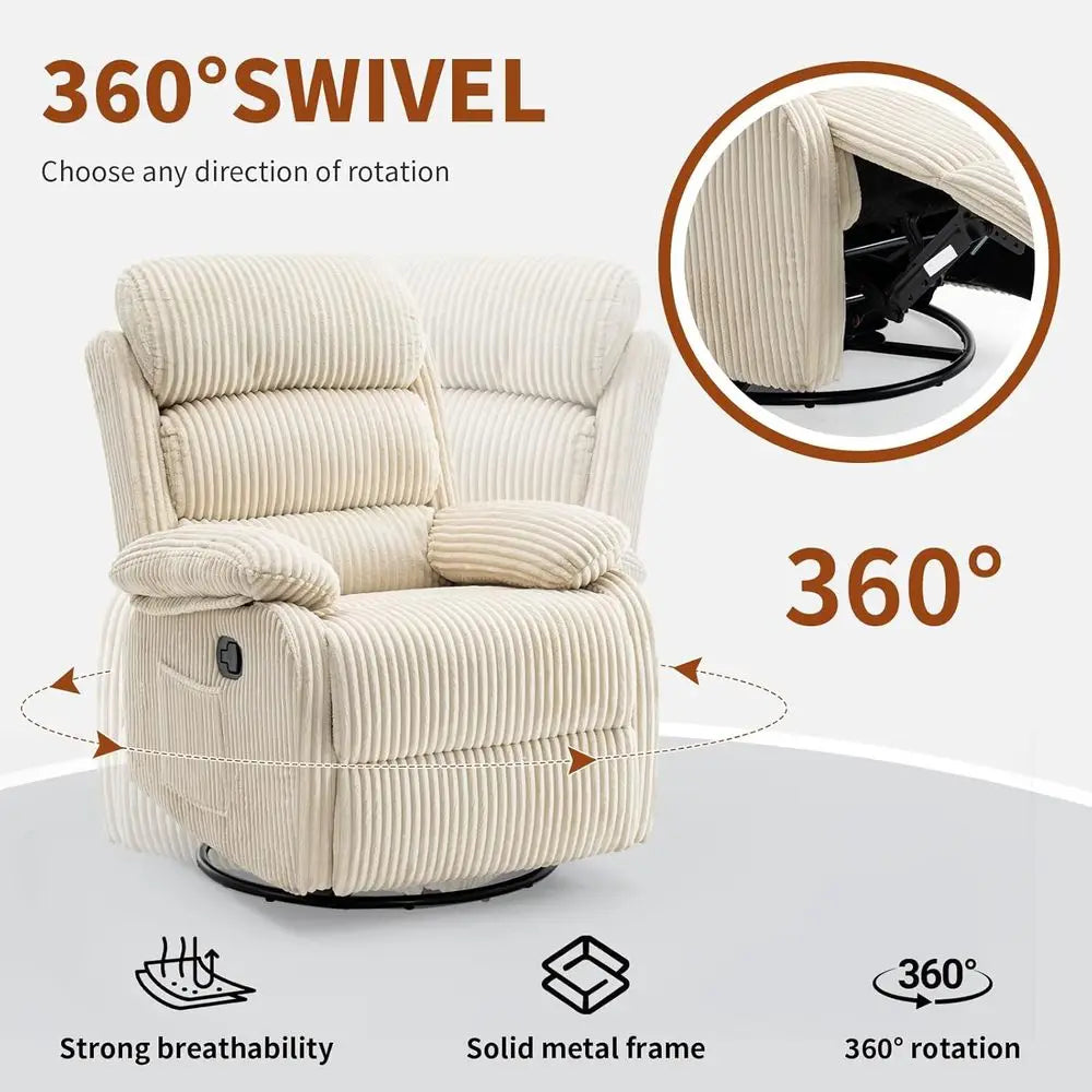 360 Degree Swivel Rocking Recliner With Side Pocket