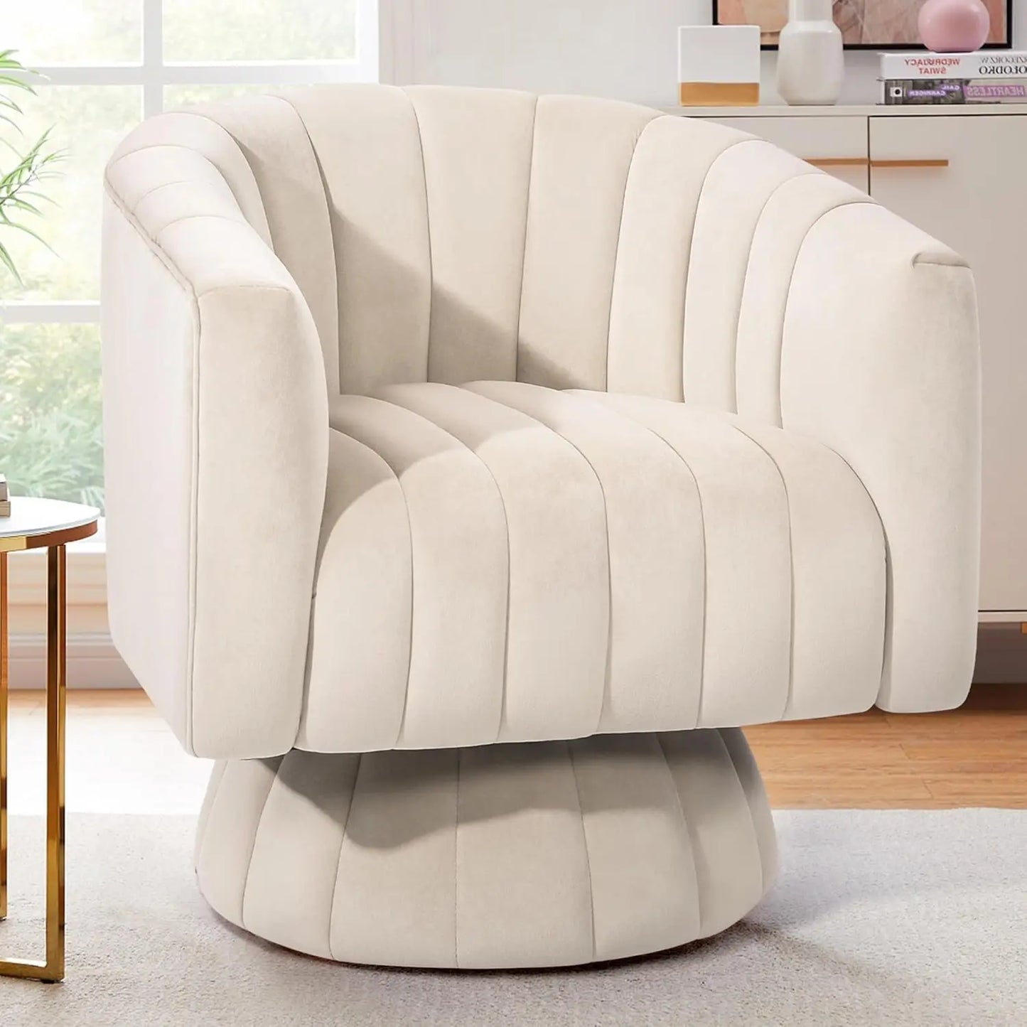 Velvet Tufted 360 Degree Swivel Accent Chairs Set of 2
