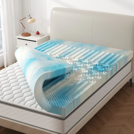 JHK Cooling Gel Memory Foam Mattress Topper 5 Zone