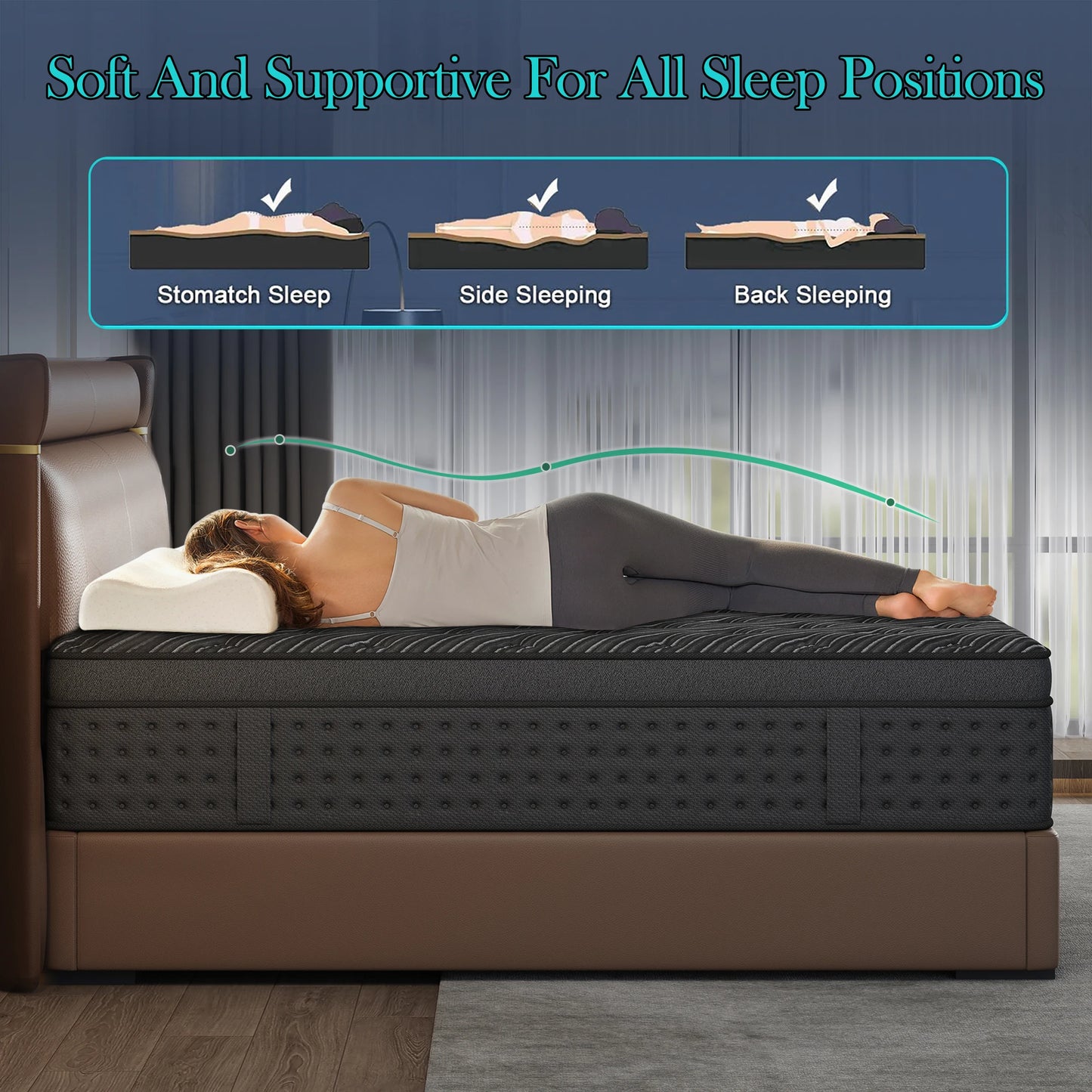 Layroad Memory Foam Hybrid Mattress With Pocket Springs Medium Firm